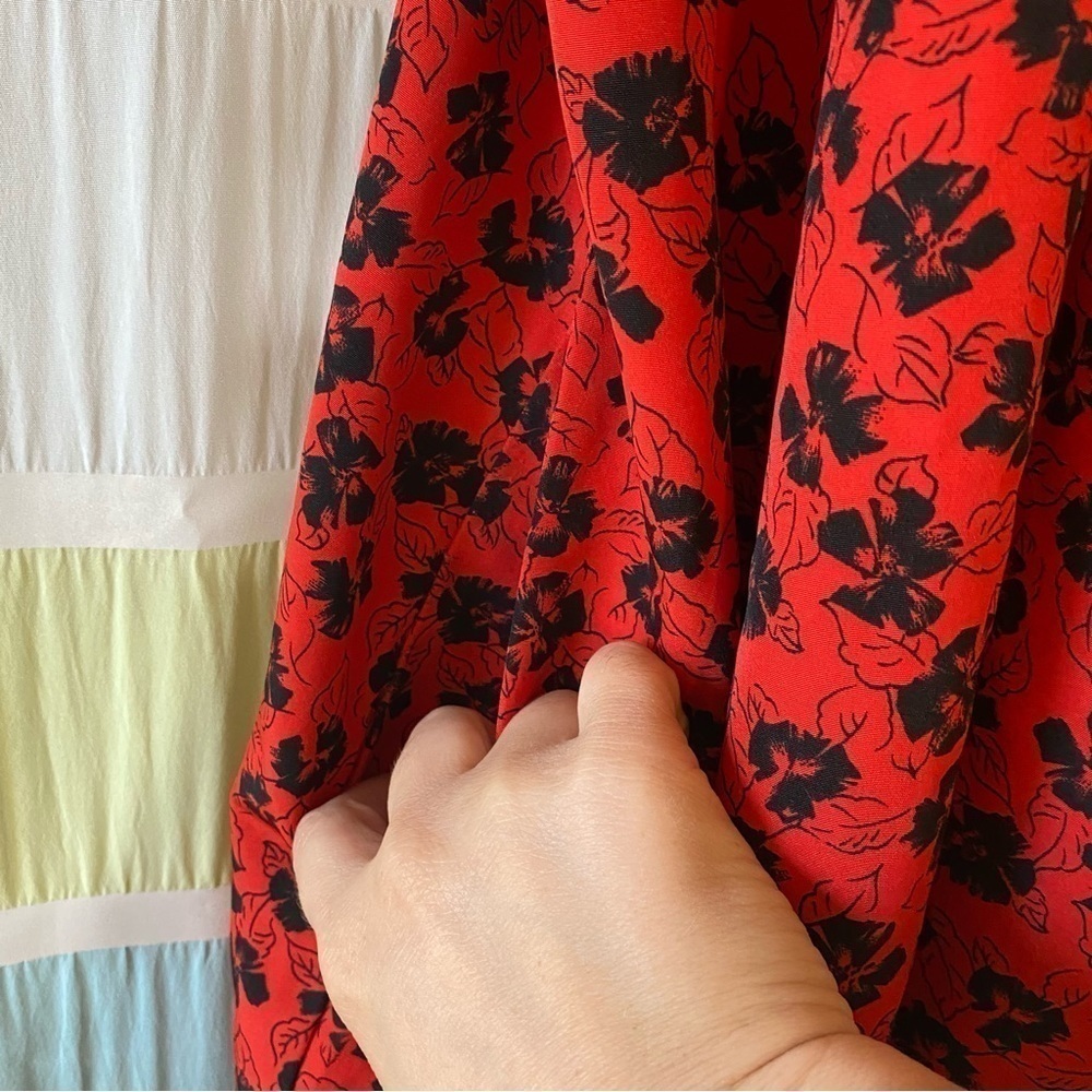 Vintage Hawaiian Print Muu Muu Dress Red and Black Sz XLarge - Picture 3 of 8